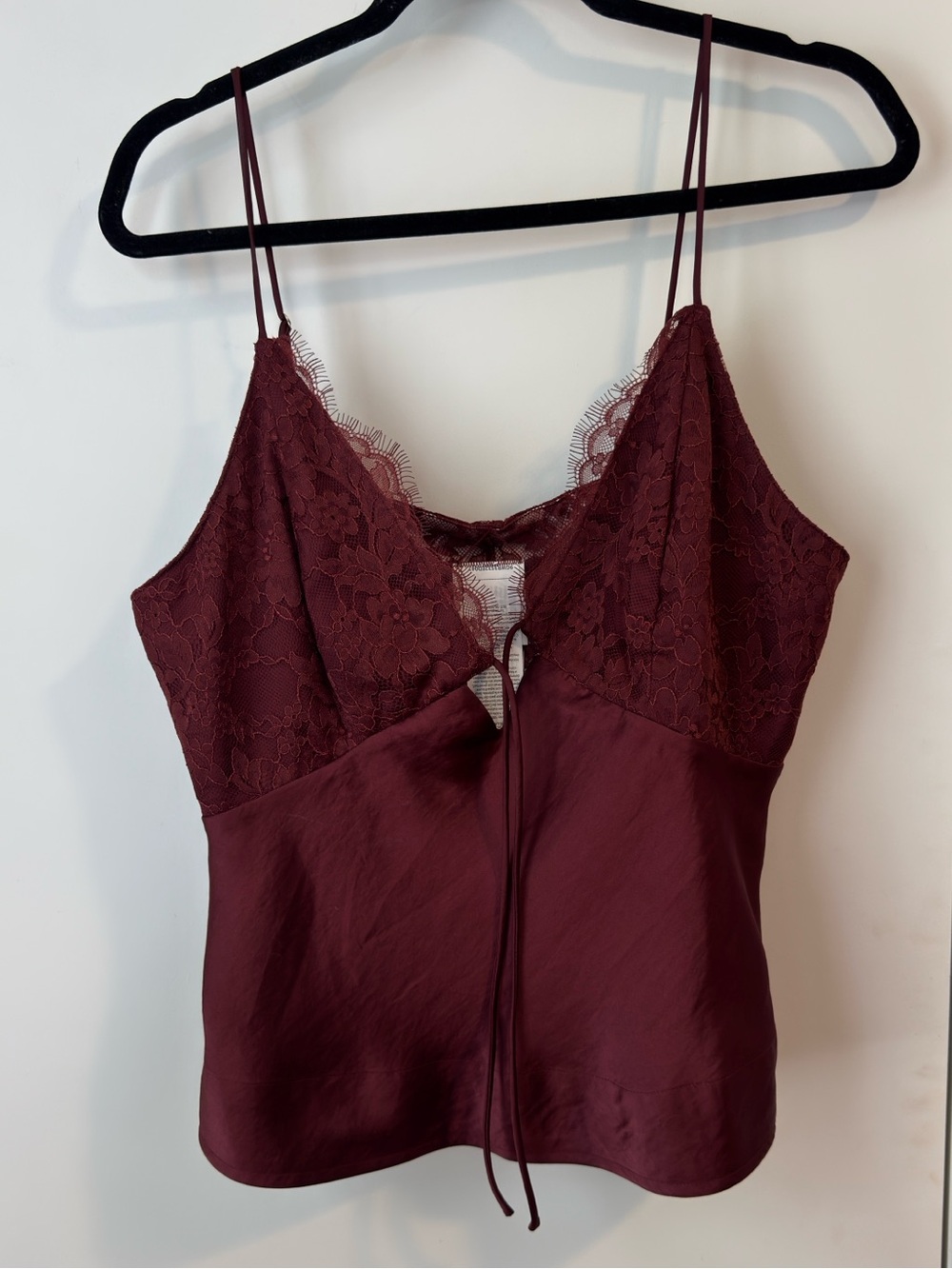 Reversible Lace Trim Burgundy Satin Cami - Picture 1 of 4